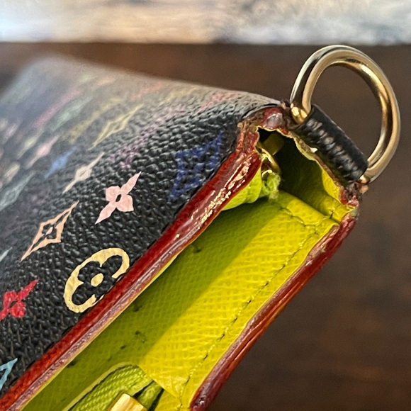 Authentic Louis Vuitton Multicolor Murakami Lime Green Insolite Wallet Clutch - Picture 6 of 7